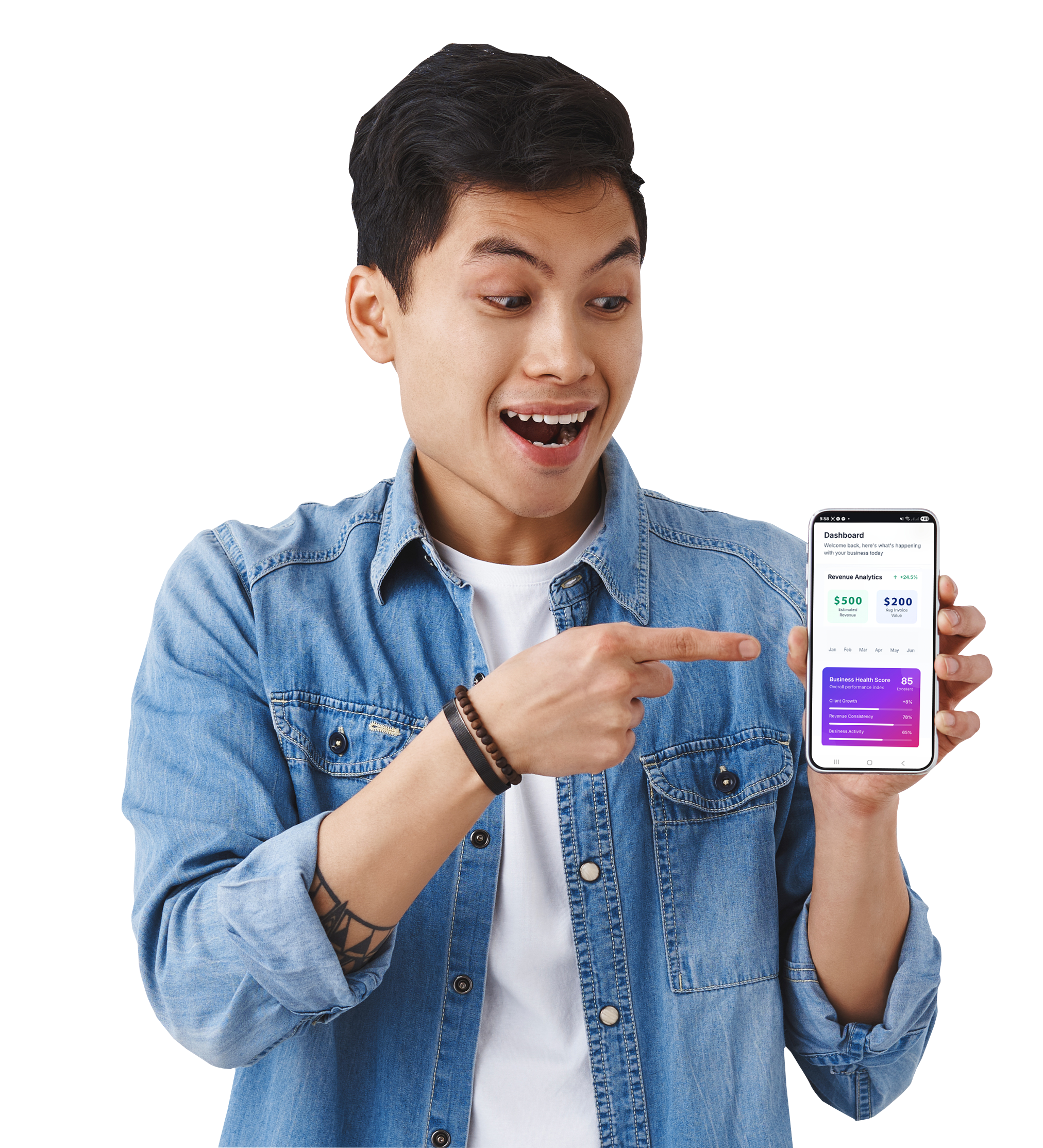 Man showing Gigster Interface on Cellphone